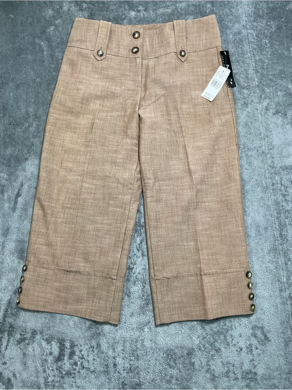 Byer California Brown Linen-Blend Pants